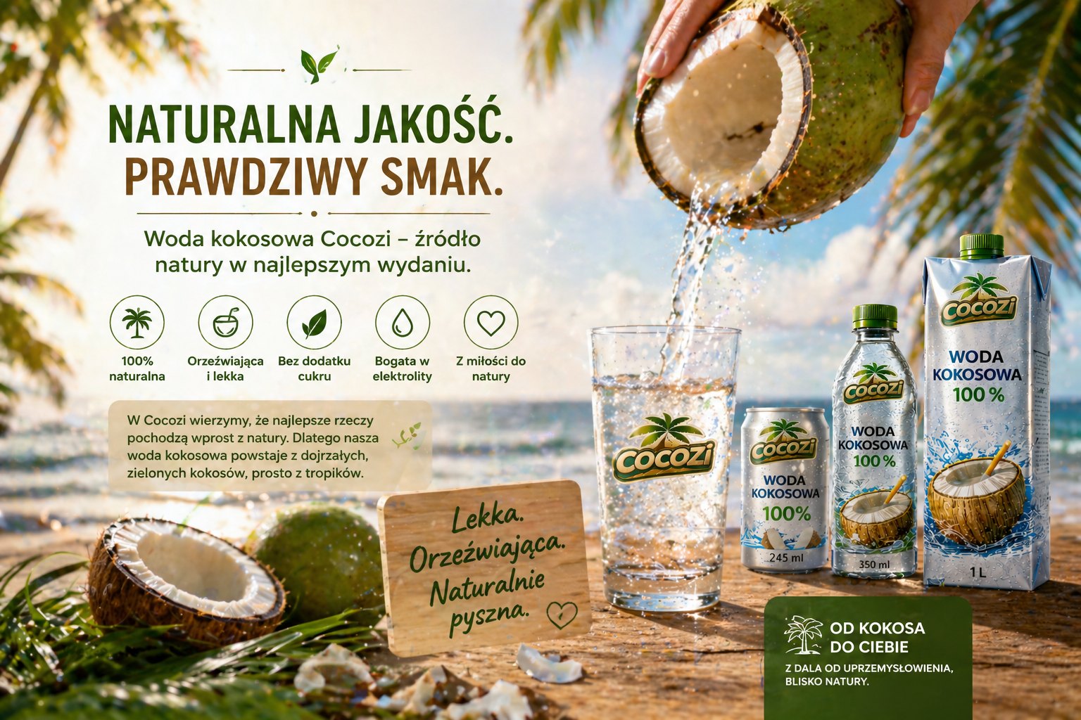 Naturalna jakość. Prawdziwy smak. Woda kokosowa COCOZI